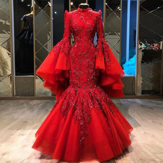 Red Elegant Beading Mermaid Prom Dress/ Evening Dress