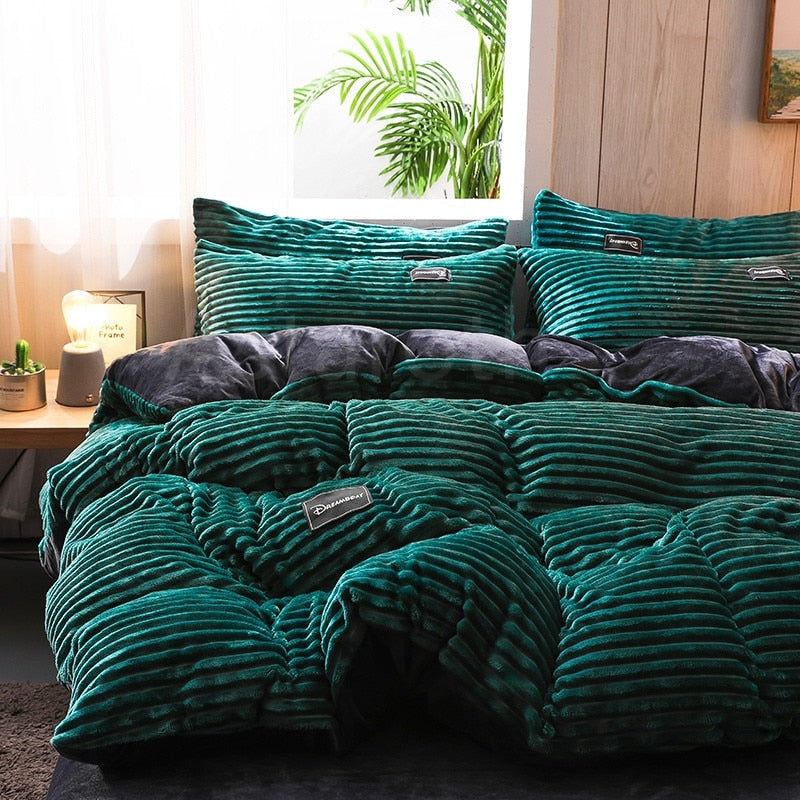 Magic Winter Warm Velvet Quilt Duvet Cover Bedding Set