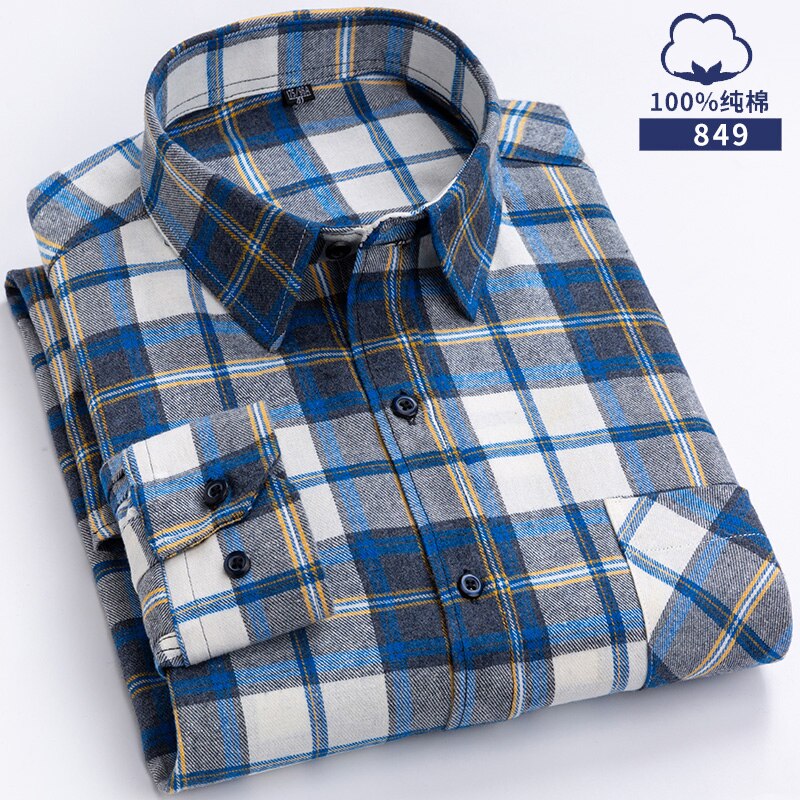 Cotton Long Sleeve Contrast Plaid High Quality Shirt for Men