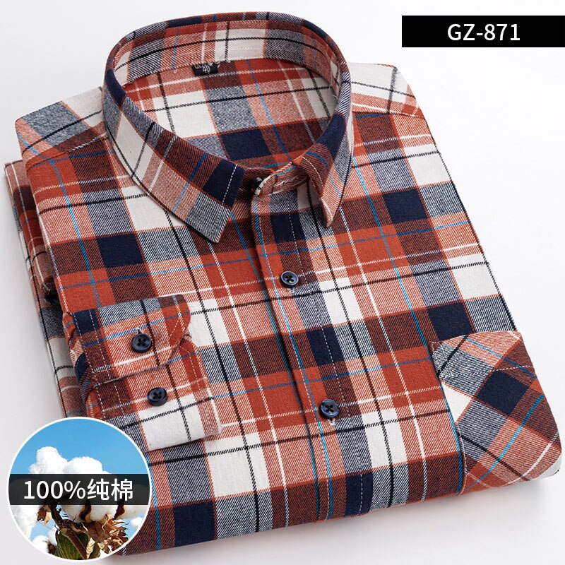 Cotton Long Sleeve Contrast Plaid High Quality Shirt for Men
