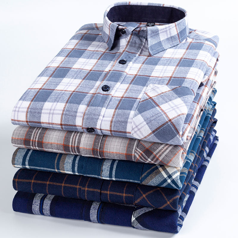 Cotton Long Sleeve Contrast Plaid High Quality Shirt for Men