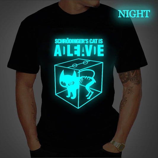 Cooper Schrodinger Cat Luminous Printed Tees T-shirt for Men