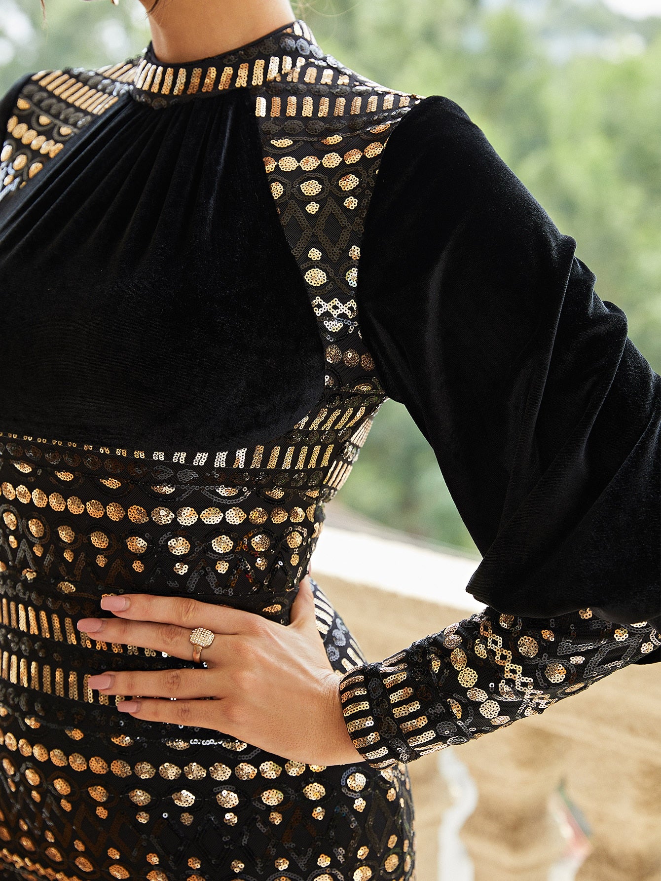 Vintage Sequin Evening Party Dress for Women