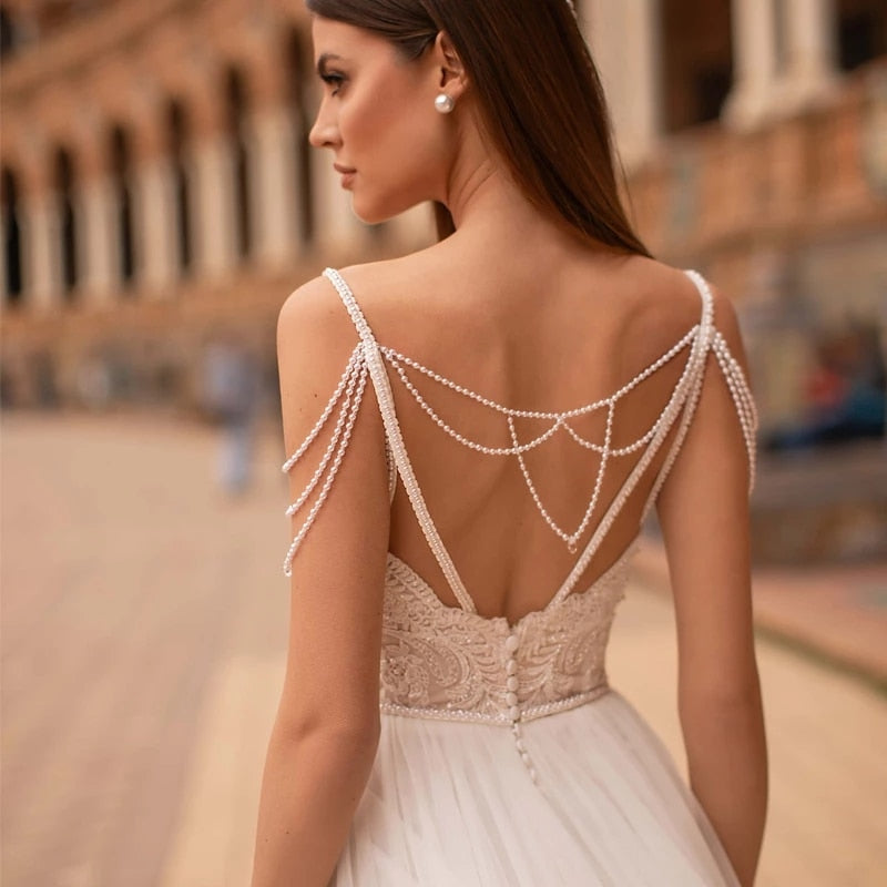 Pearl Lace Chain Wedding Dress
