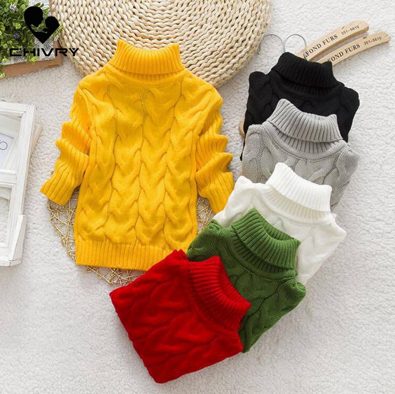 Turtleneck Knitted Sweaters Top for Girls