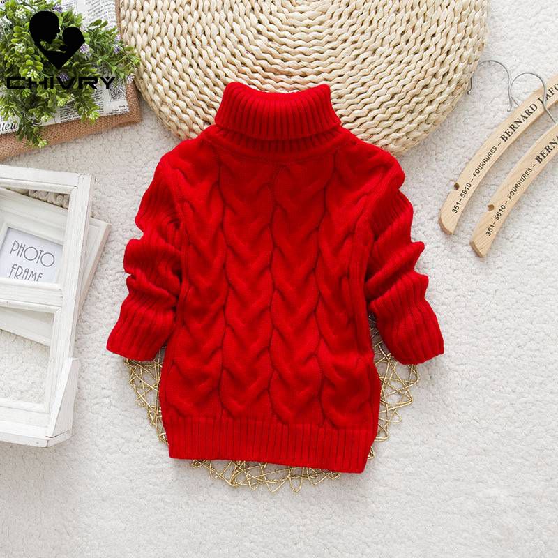 Turtleneck Knitted Sweaters Top for Girls