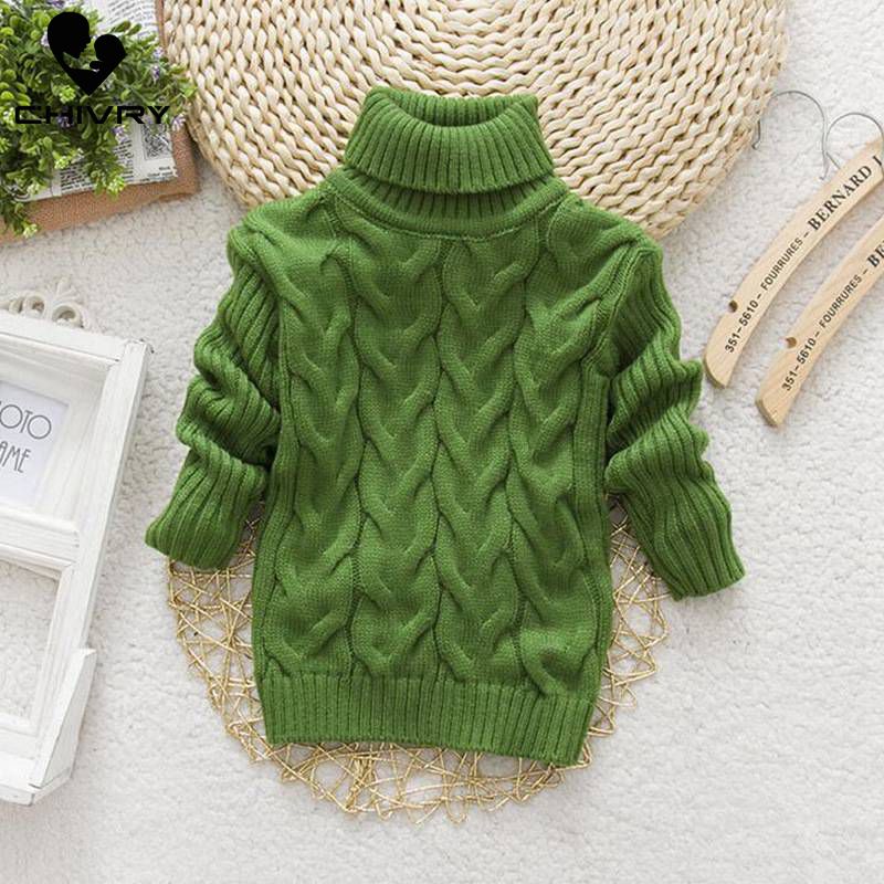 Turtleneck Knitted Sweaters Top for Girls