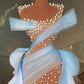 Colorful See Thru Pearls Prom Dress