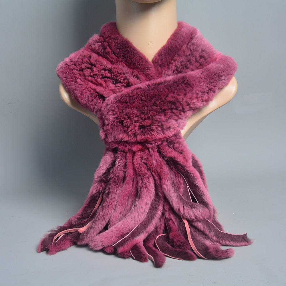Fur Tassel Scarves Natural Warm Scarf