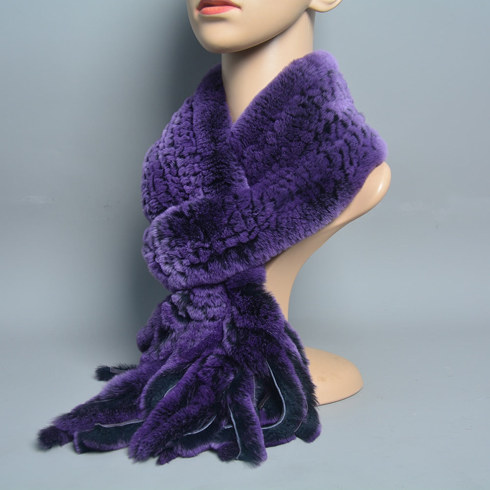 Fur Tassel Scarves Natural Warm Scarf