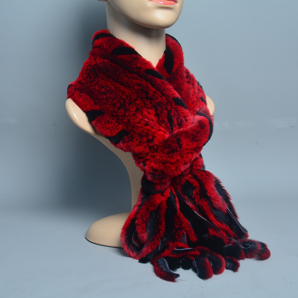 Fur Tassel Scarves Natural Warm Scarf