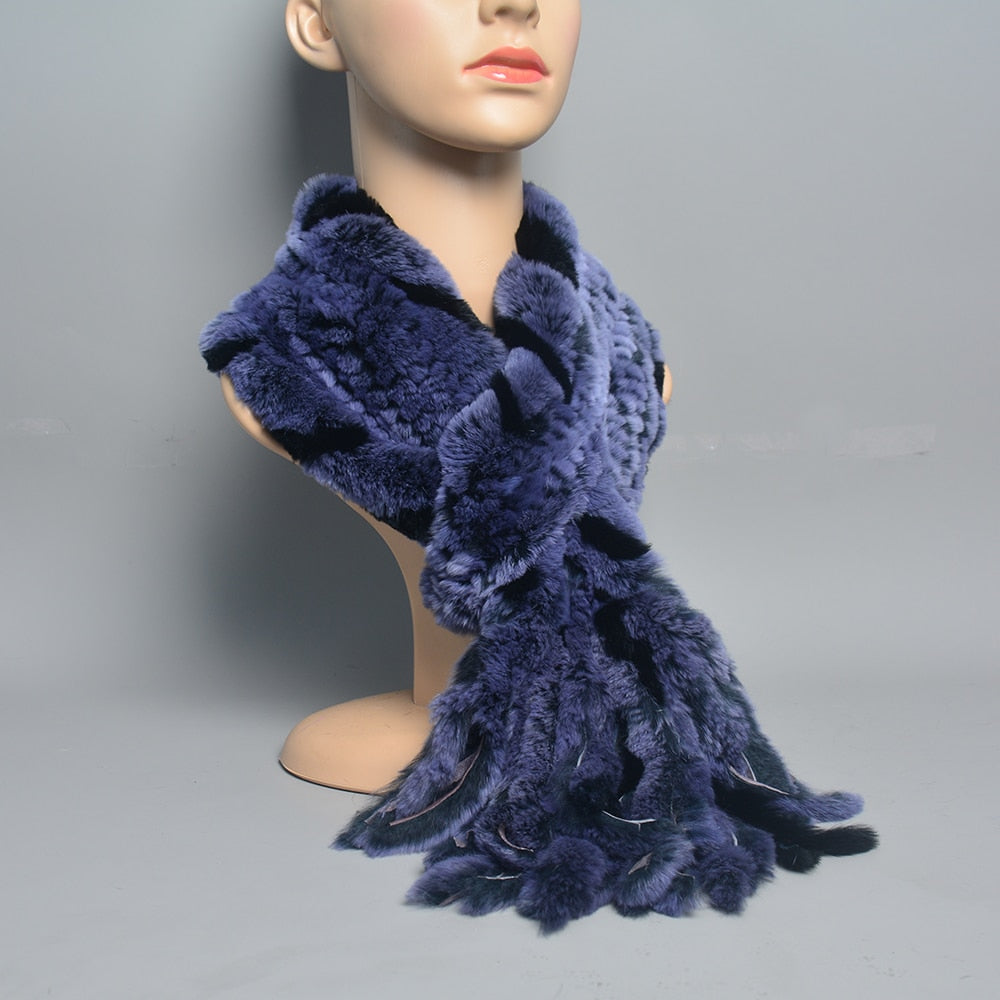 Fur Tassel Scarves Natural Warm Scarf