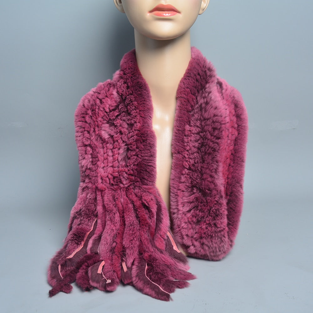 Fur Tassel Scarves Natural Warm Scarf