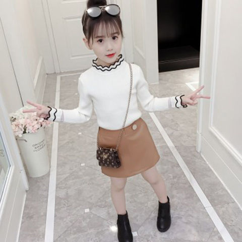 O Neck Knitted Sweater Top for Girls