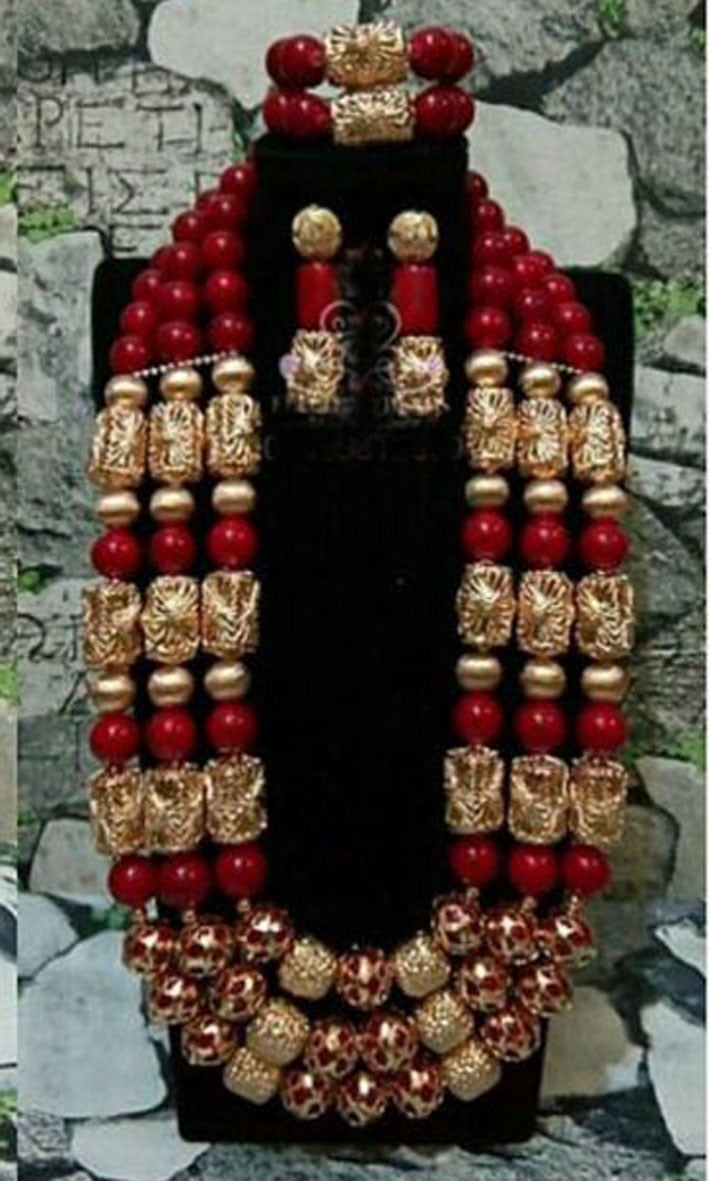 Dubai Gold Wedding African Beads Jewelry Set