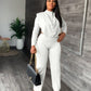 Office Lady Ruched Crop Top And Pants Suit 2 Piece Set