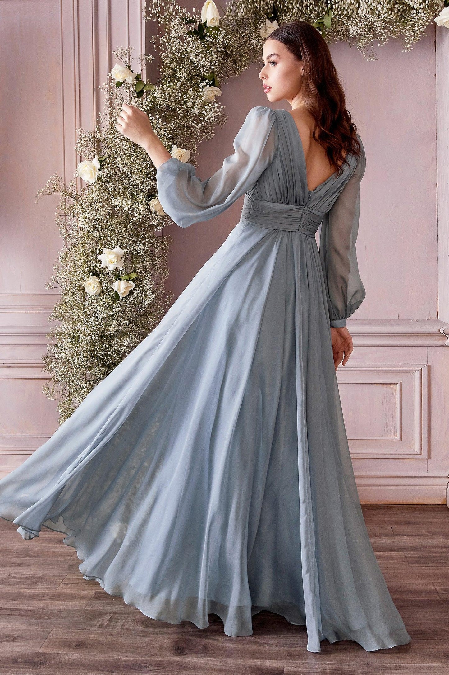 V Neck Floor Length Chiffon Evening Party Dress/ Bridesmaid Dress