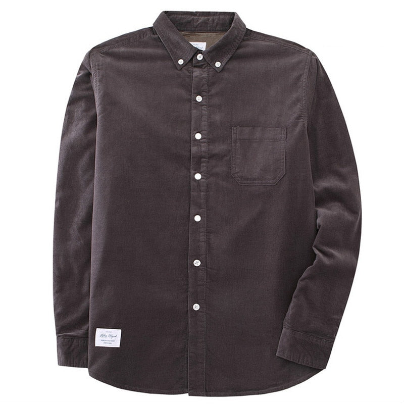 Plaid Corduroy Warm Shirt Thick Fleece Lining Long Sleeve Shirt
