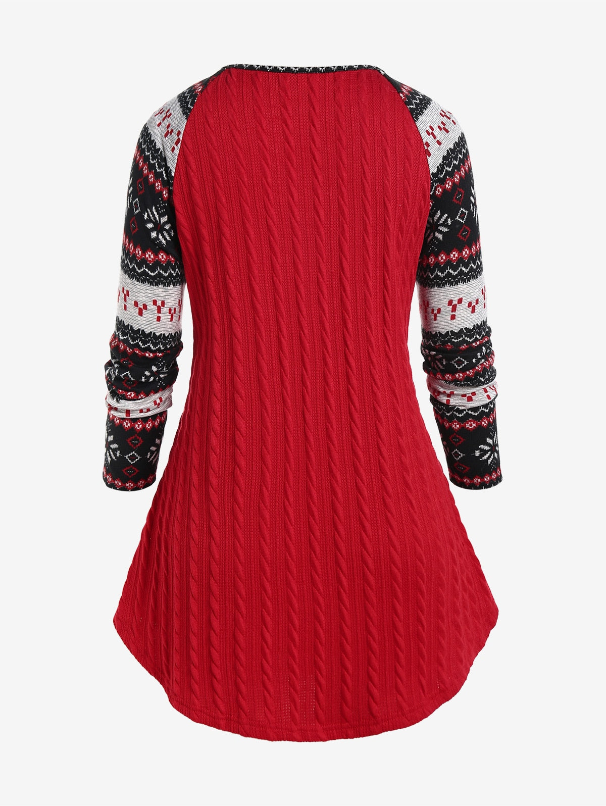 Geometry Print Knitted Top Plus Size for Women