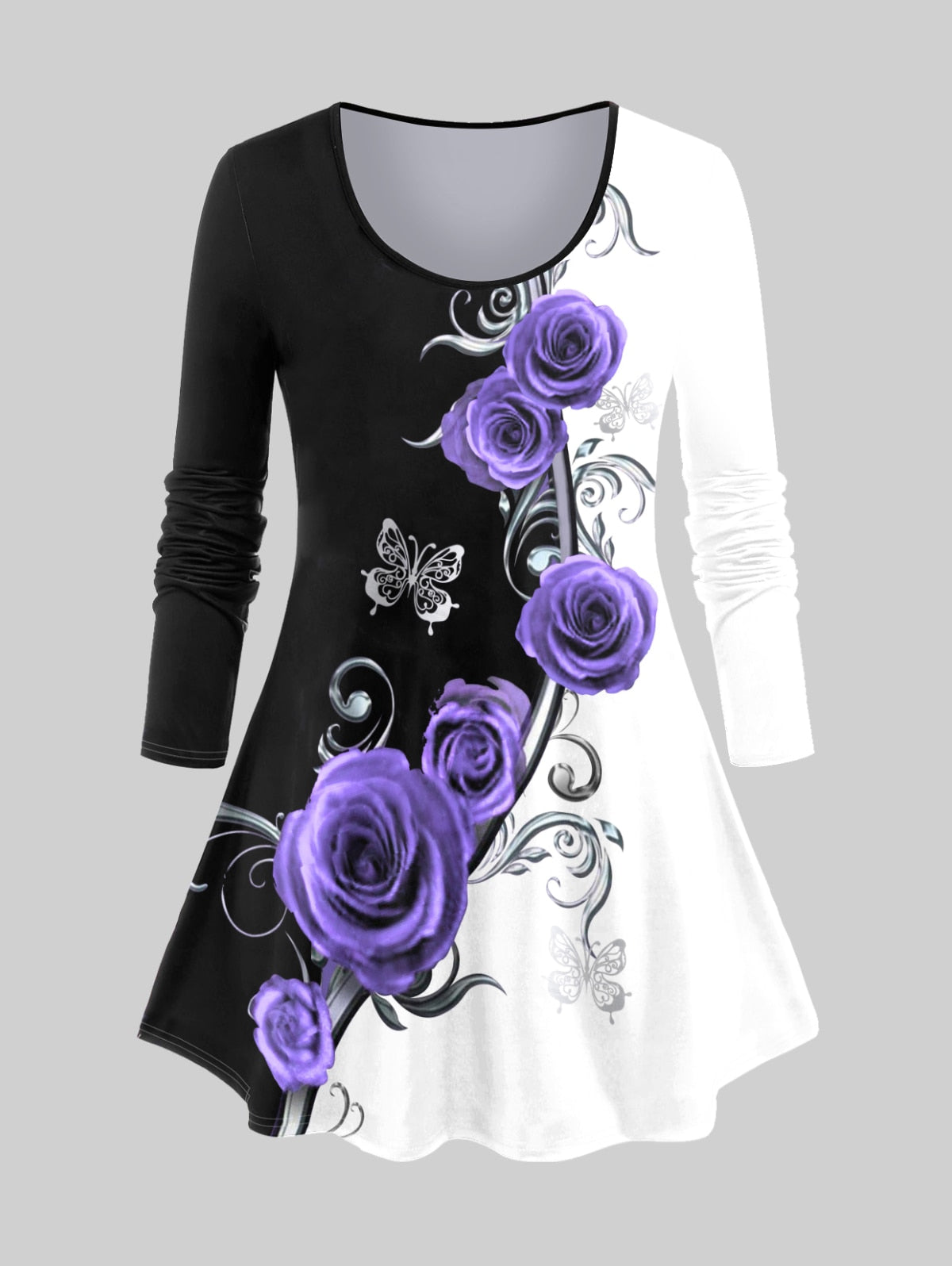 Rose Printed Top Plus Size for Women