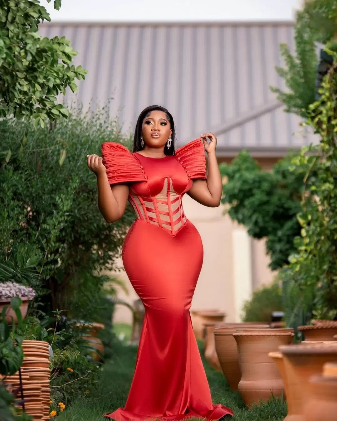 Ruched Satin Mermaid Evening Dress