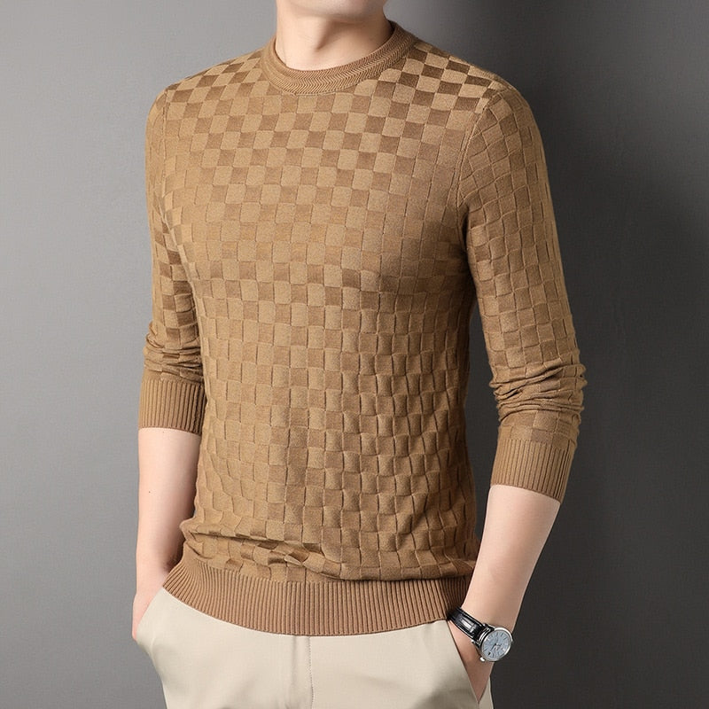 DILEMO Sweater Top Grade New Fashion Brand Knit Pullover Mens Luxury Designer Jumper Plain Korean Plaid Casual Men Clothing