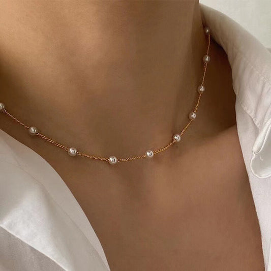 Neck Chain Pearl Choker Necklace