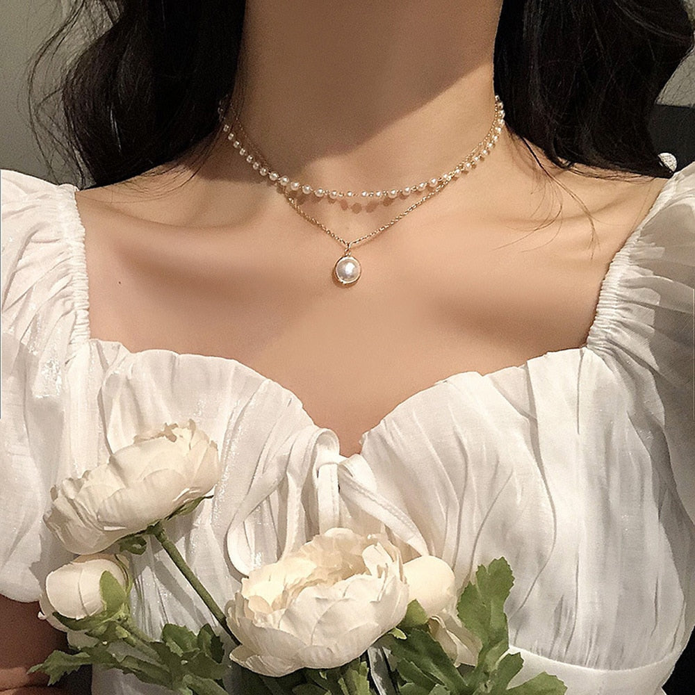 Neck Chain Pearl Choker Necklace