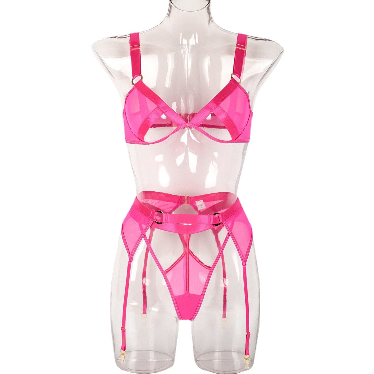 Cut Out Bra Underwear Outfit G string Lingerie Sexy Set 3-pieces