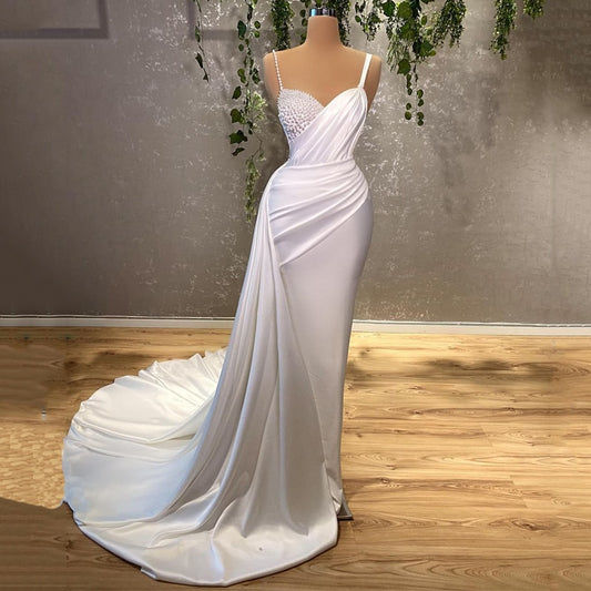 Sexy White Pearls Wedding Dress