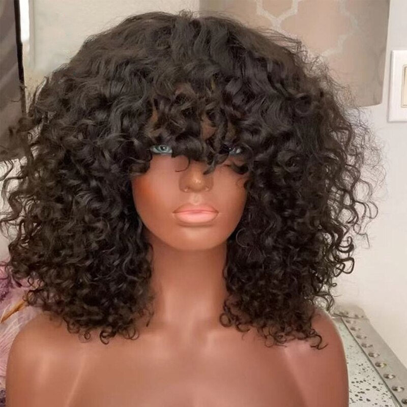 Short Bob Curly Human Brazilian Hair Wig
