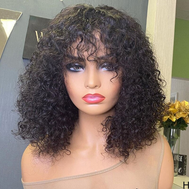 Short Bob Curly Human Brazilian Hair Wig