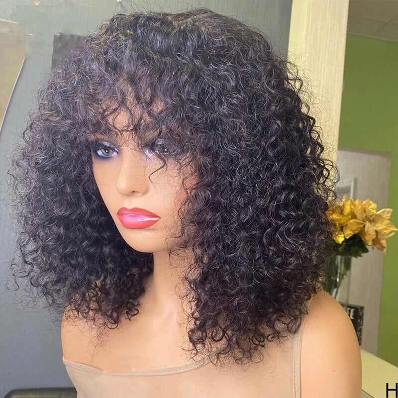 Short Bob Curly Human Brazilian Hair Wig