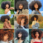 Short Hair Afro Curly Synthetic Wig With Bangs For Women