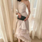 One Shoulder Satin Tea Length Dress/ Bridesmaid Dress