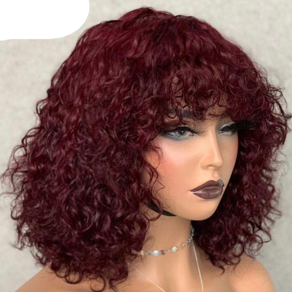 Short Pixie Bob Cut Human Hair Wig With Bangs