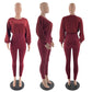 Knitted Sweater Top And Matching Pants 2 Piece Set For Women