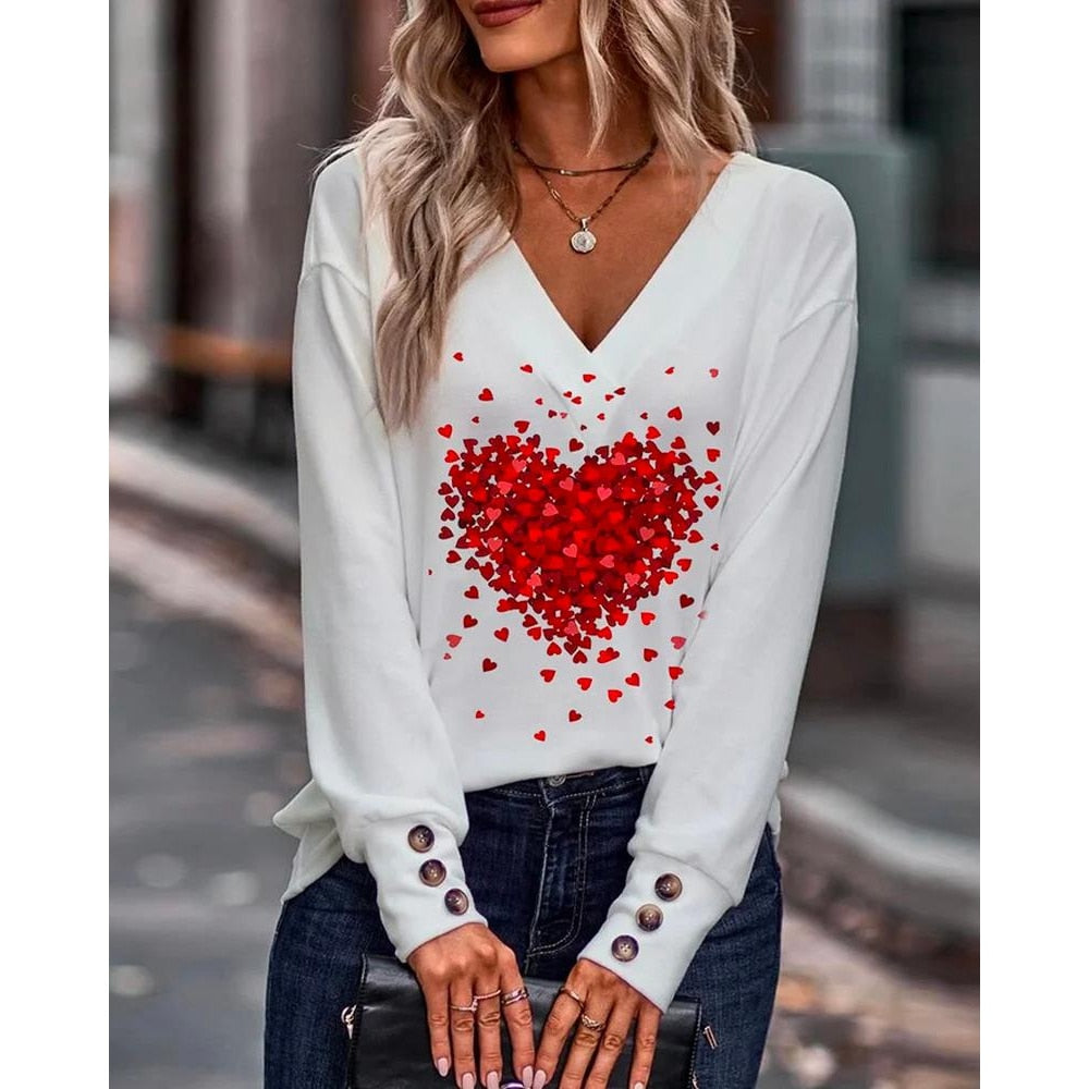 Heart Print Top for Women