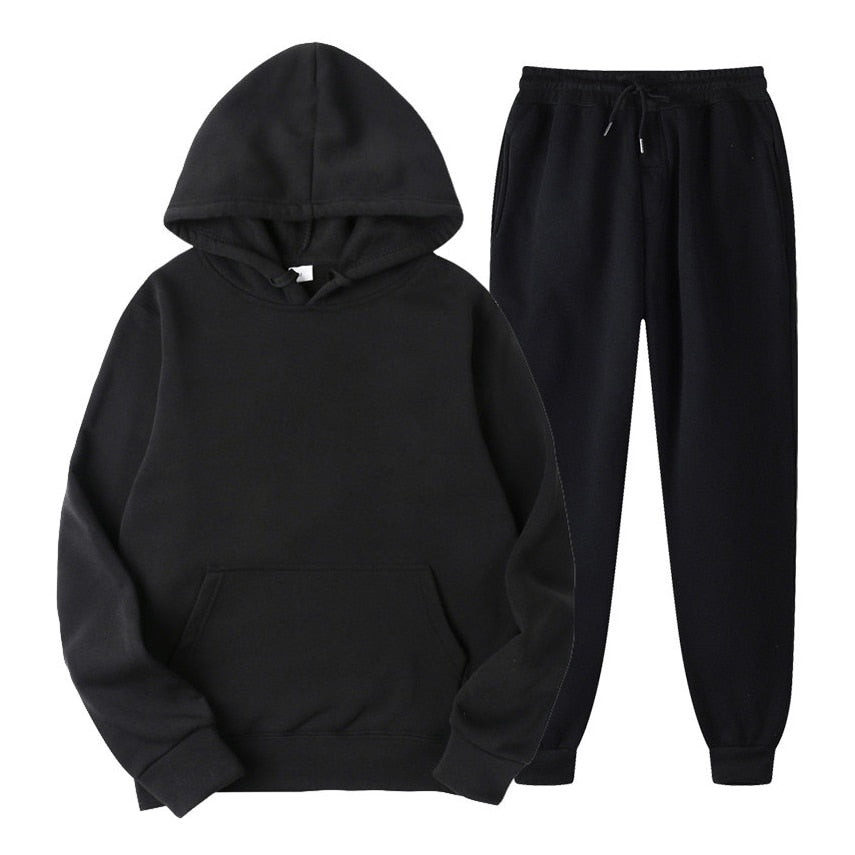 Pure Color Hoodie Sweatshirt and Pants Unisex