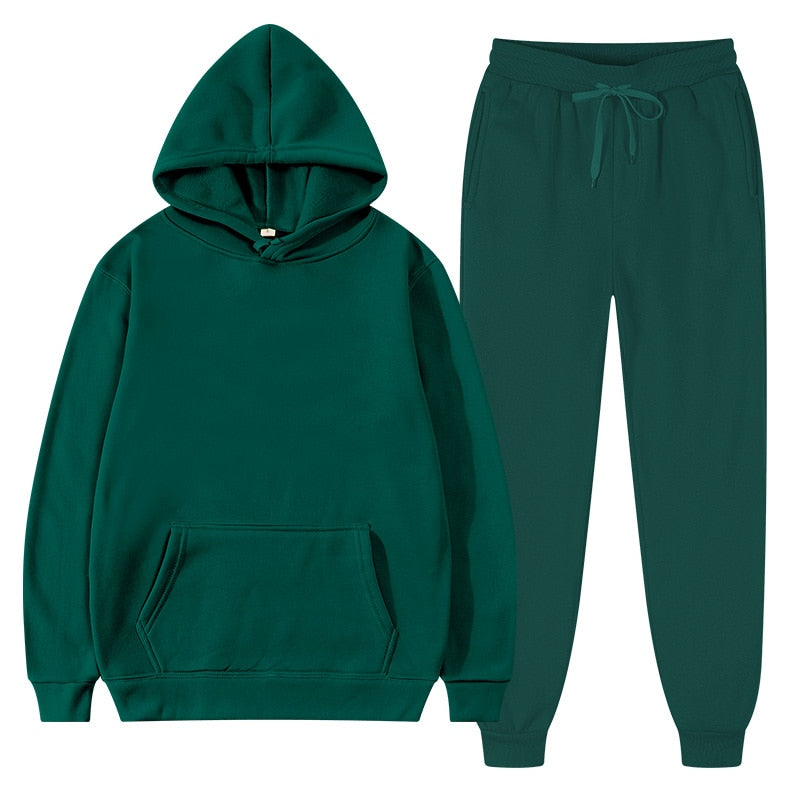Pure Color Hoodie Sweatshirt and Pants Unisex