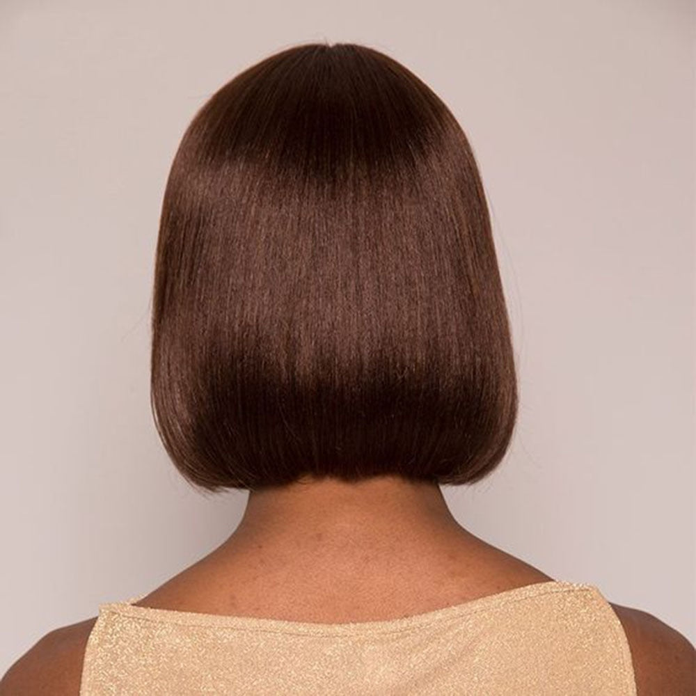Straight Short With Bangs Brazilian Brown Human Hair Wig