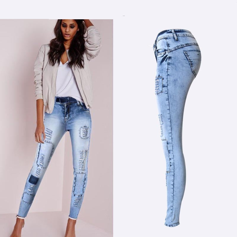 Patchwork Skinny Tights Denim Jeans