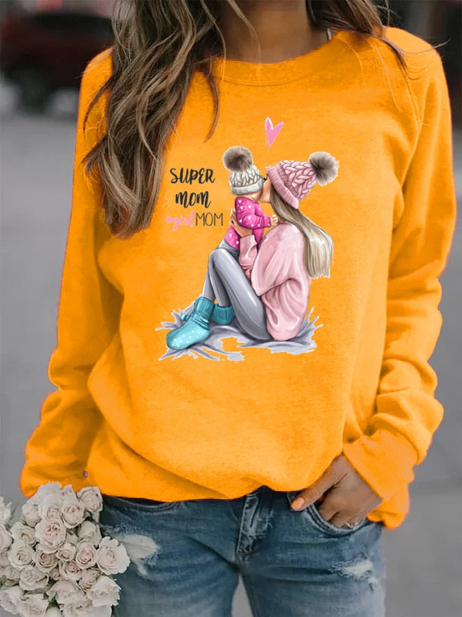 Super Mom Printed Hoodies Sweatshirt
