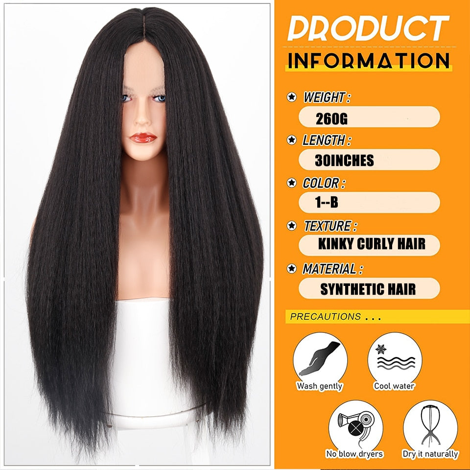 Synthetic Yaki Straight Hair Wig For Women