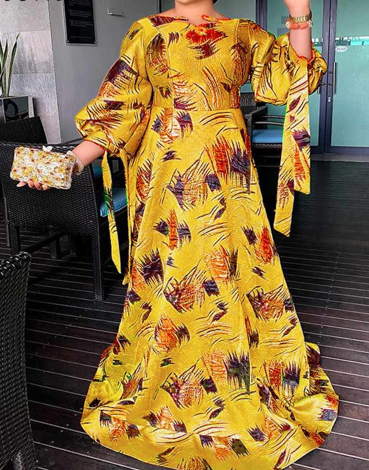 Lantern Sleeve Printed Sundress Summer dress