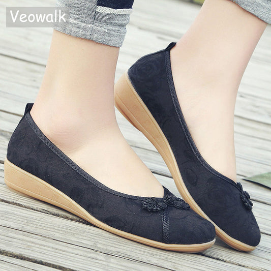 Embroidered Ballet Flats Slip On Shoes for Women