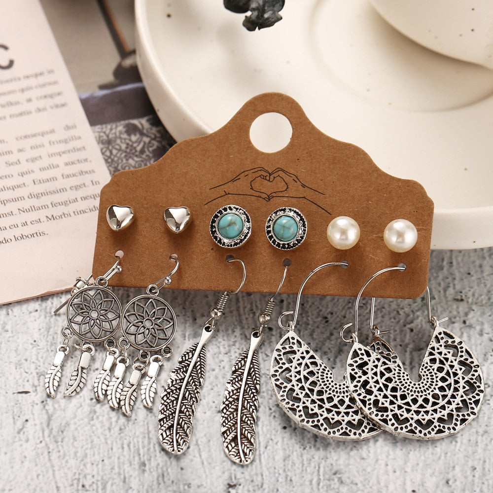Vintage Ethnic Boho Earrings Set For Woman
