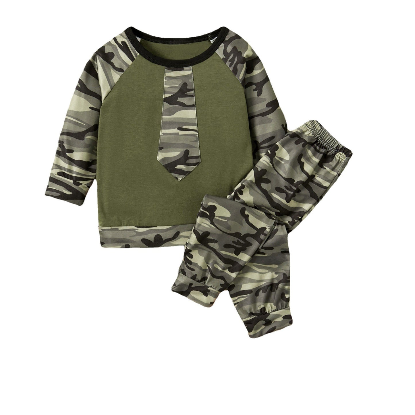 Camouflage Sweater Top + Pants for Boys Two Piece Set