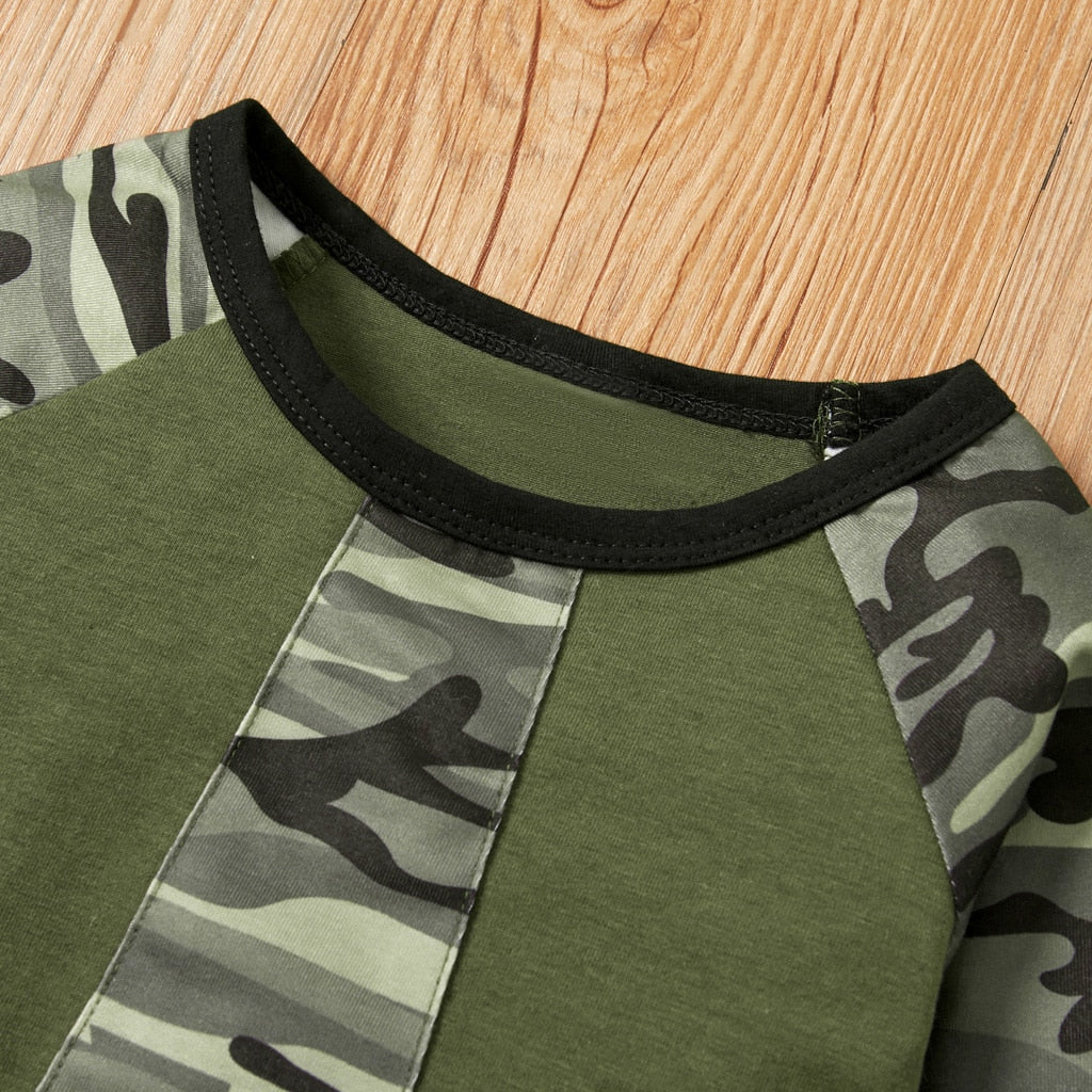 Camouflage Sweater Top + Pants for Boys Two Piece Set
