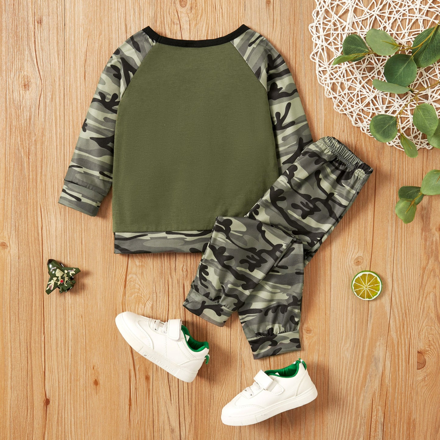 Camouflage Sweater Top + Pants for Boys Two Piece Set